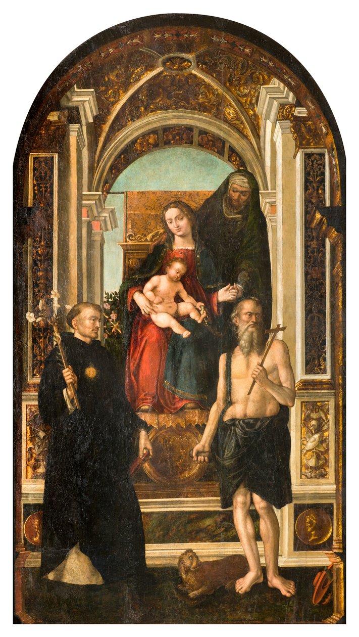Nordlige tværskib, Sankt Nikolaus alter, Madonna på tronen og barn Sankt Anne De hellige Nicholas af Tolentino og Hieronymus, Francesco Casella 1510 af Francesco Casella