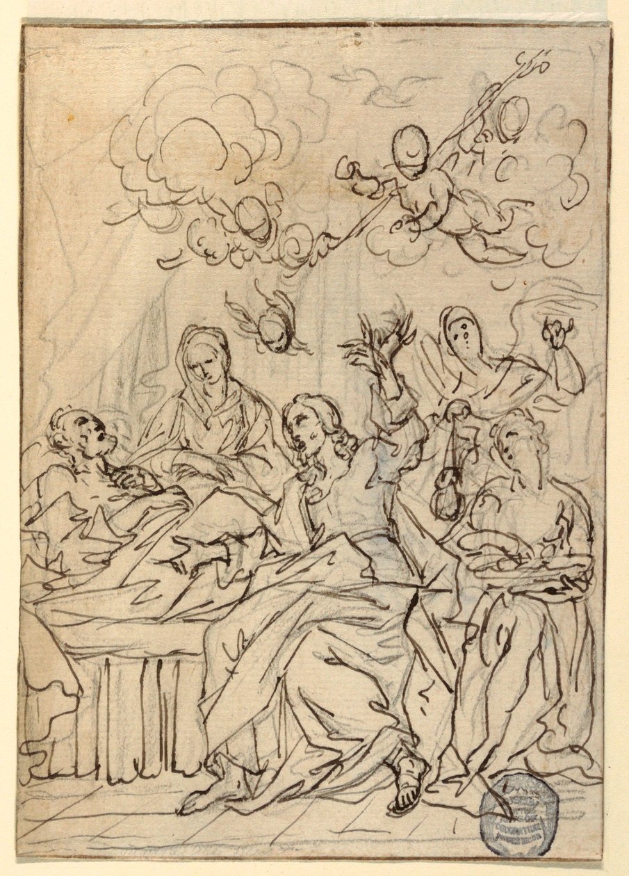 Tegning, Sankt Josephs død, 1880 af Francesco Coghetti