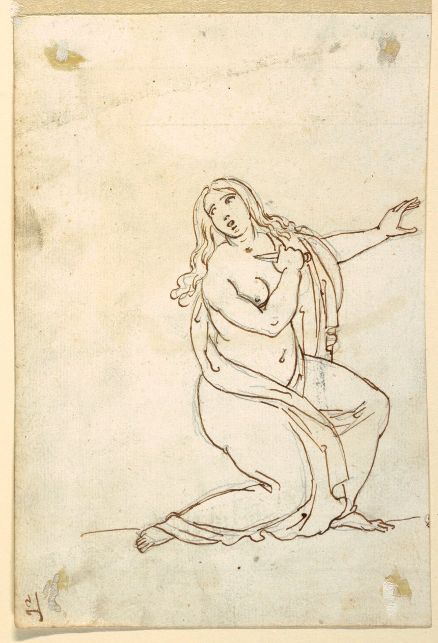 Lucretia eller Tarquinia stikker sig selv af Francesco Coghetti