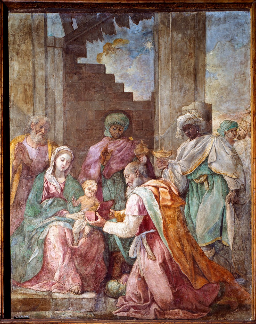 Tilbedelse af Magi (fresko af Francesco Cozza