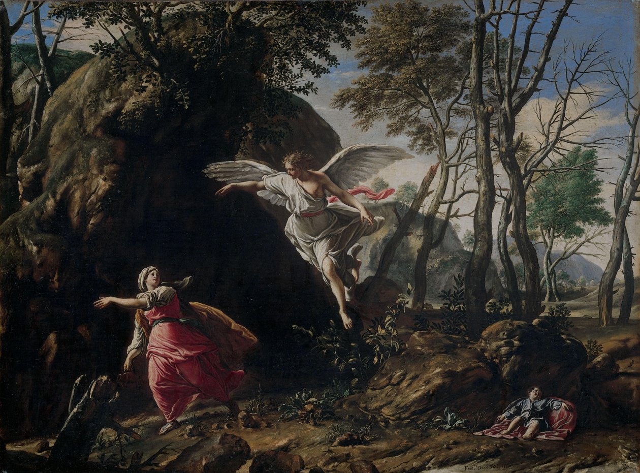 Hagar og Ismael i ørkenen af Francesco Cozza