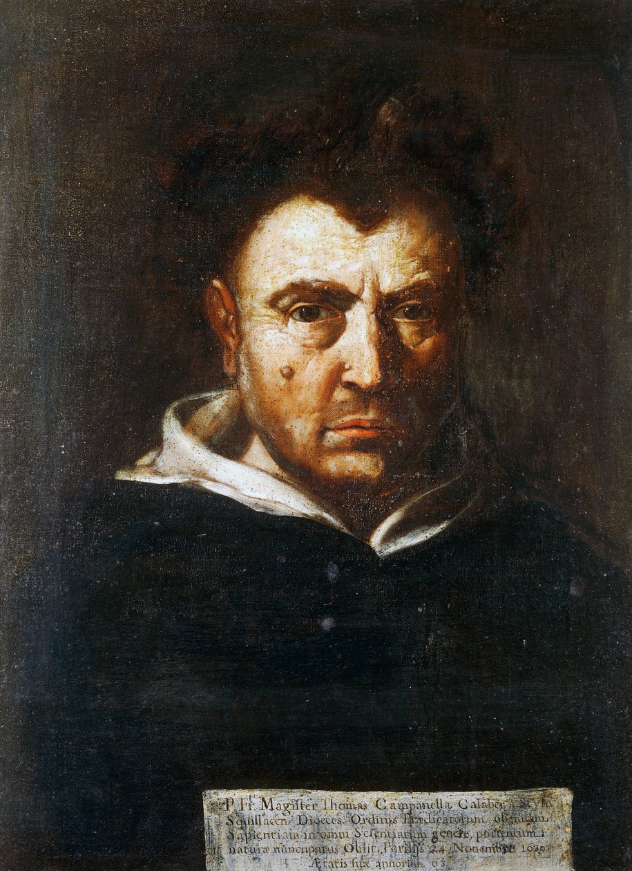 Portræt af Tommaso Campanella (1568-1639), italiensk dominikansk filosof, maleri af Francesco Cozza (1605-1682), ca 1630 af Francesco Cozza