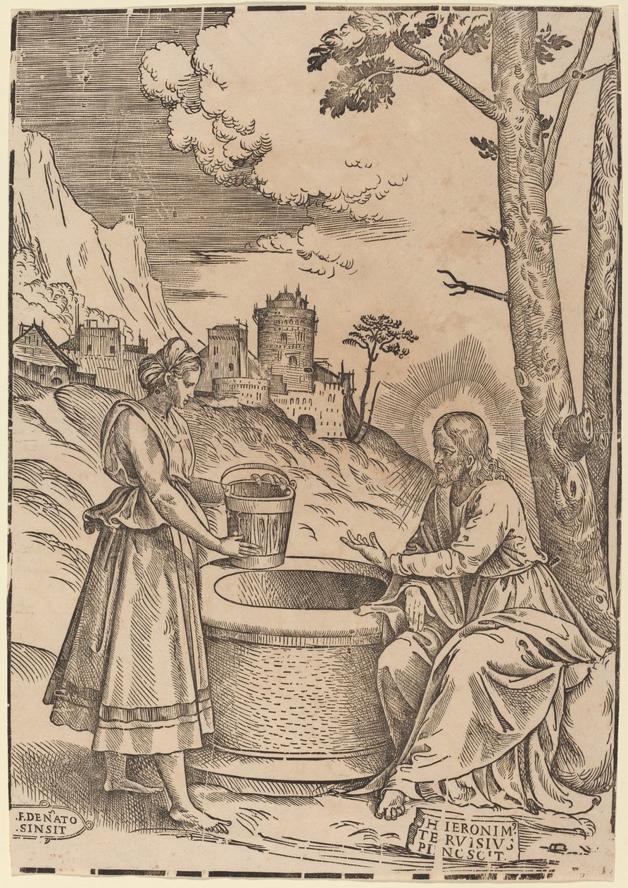Kristus og Samarias kvinde af Francesco Denanto after Girolamo Pennacchi