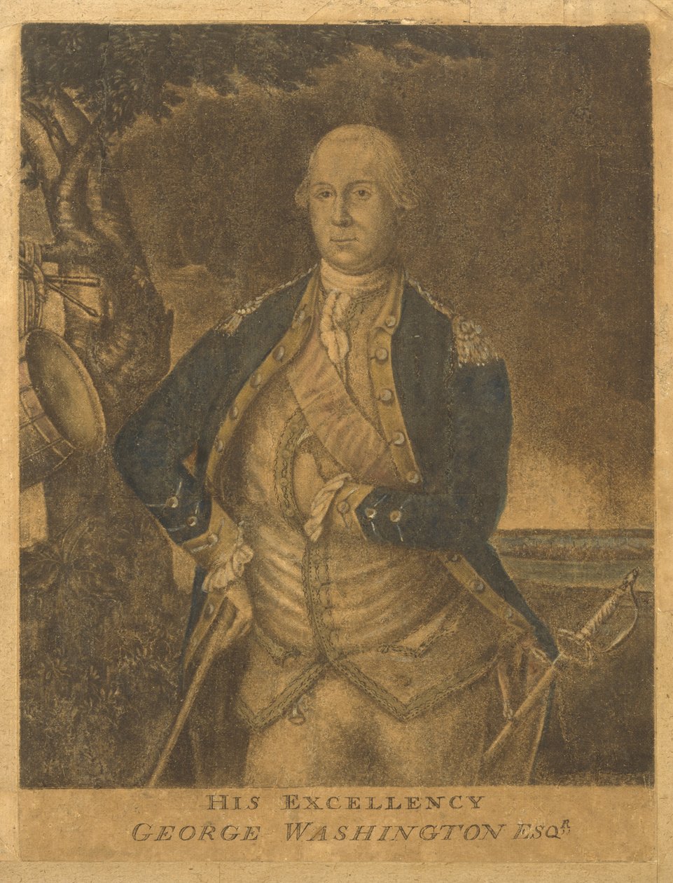 Hans Excellence, George Washington Esqr., ca. 1776 (mezzotint) af Francesco Fergola