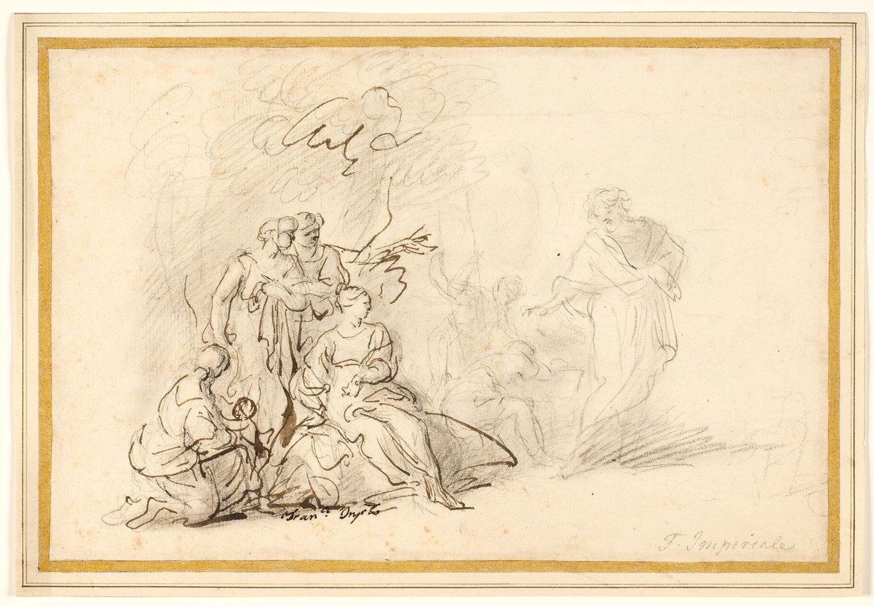 Rebecca skjuler husguderne for Laban af Francesco Fernandi