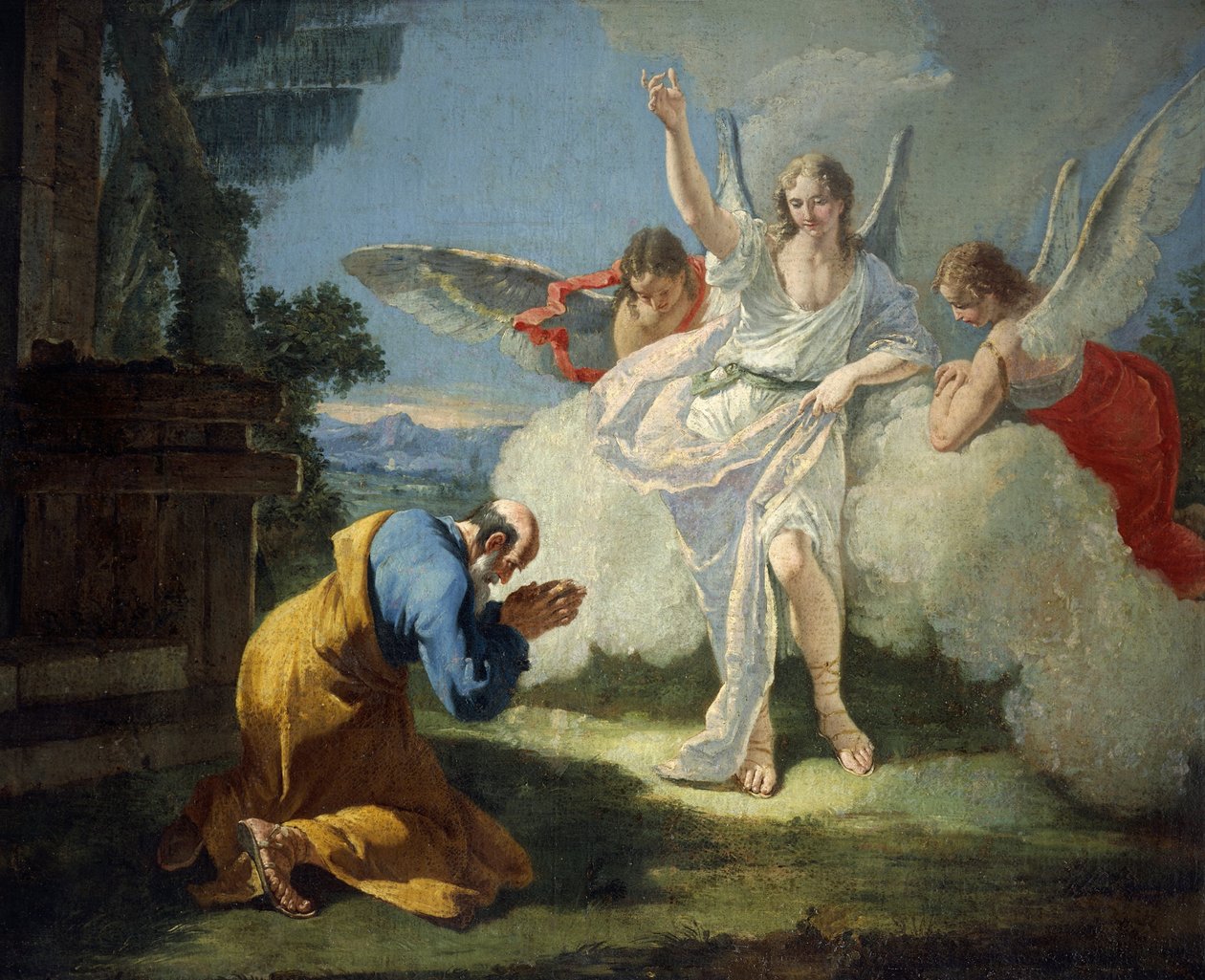 Abraham får besøg af engle, af Francesco Fontebasso (1707-1769) af Francesco Fontebasso