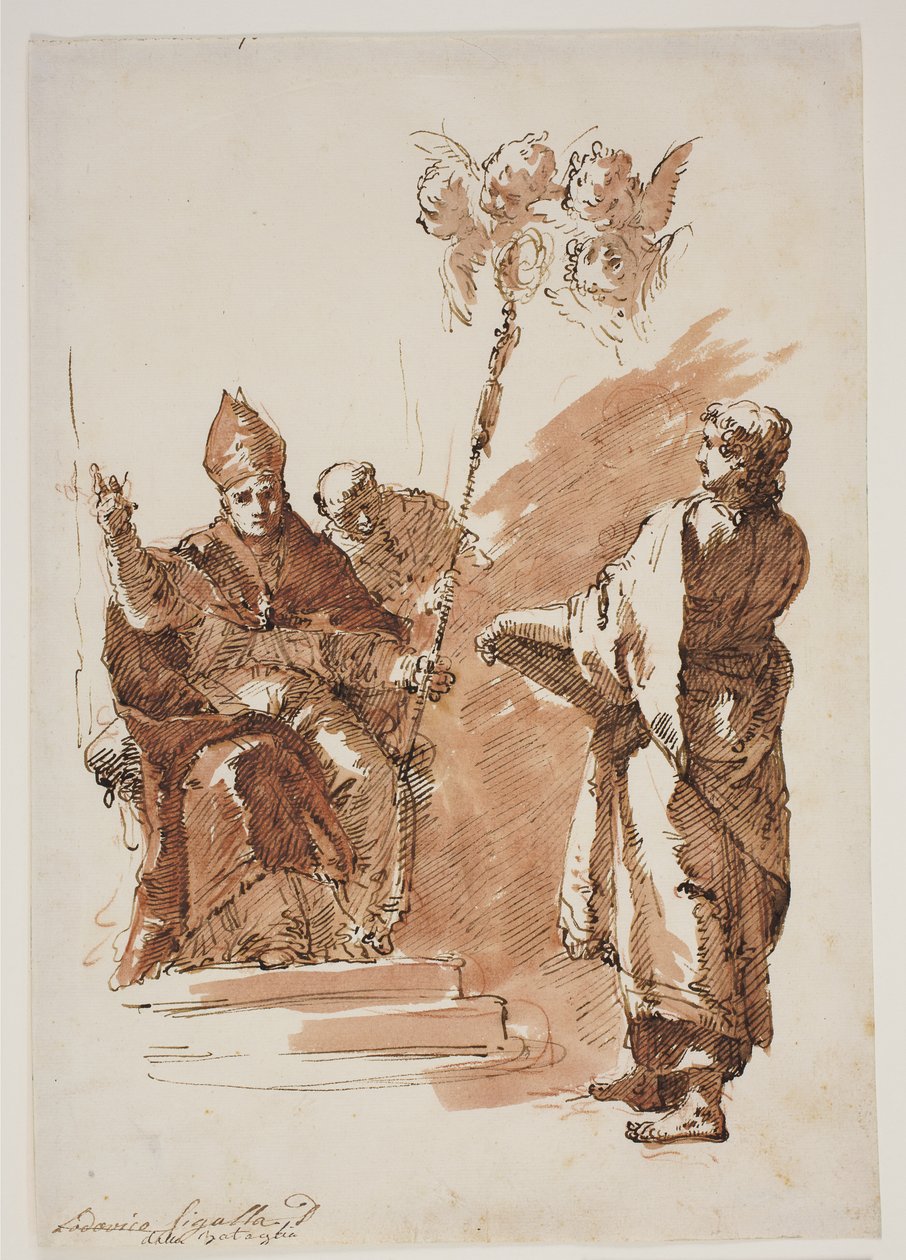 St. Louis sad med St John the Evangelist stående ved siden af sig. Studie til en altertavle i Chiesa dell