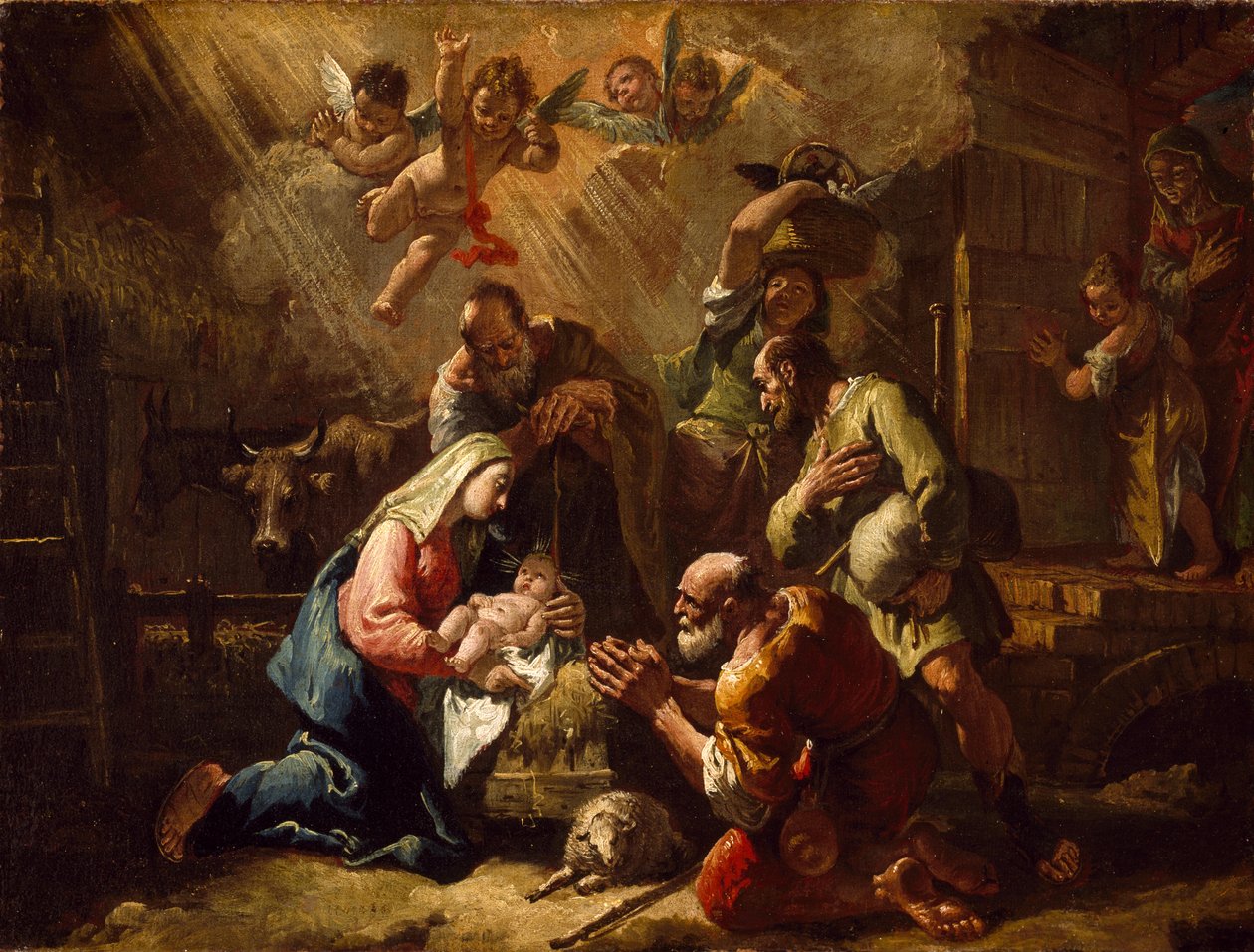 Hyrdernes tilbedelse, midten af 1700-tallet af Francesco Fontebasso