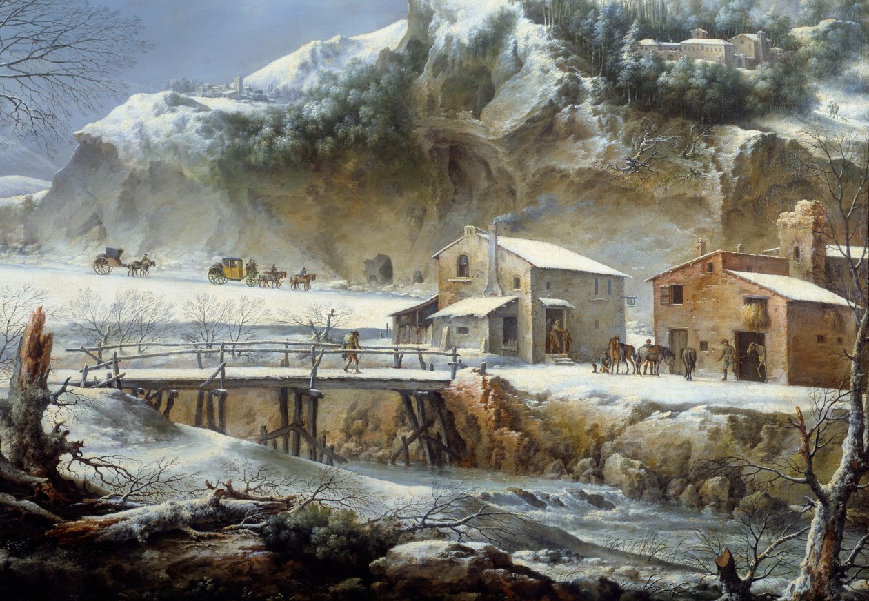 Stop ved kroen. Maleri af Francesco Foschi (? - 1805) Ec. Ital. af Francesco Foschi