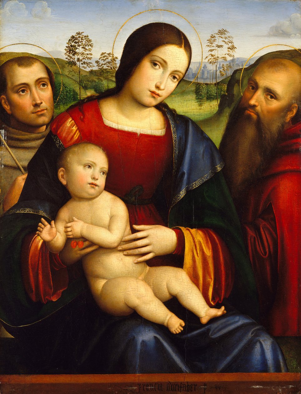 Madonna og barn med de hellige Francis og Jerome, ca. 1512-15. af Francesco Francia