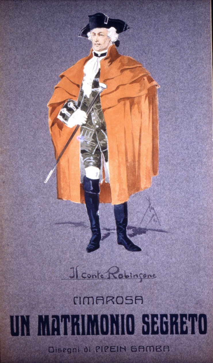Karakter "" Grev Robinson "" i "" Secret Marriage "" af Domenico Cimarosa (1749 - 1801). Kostume af F. Gamba - Scala i Milano af Francesco Gamba