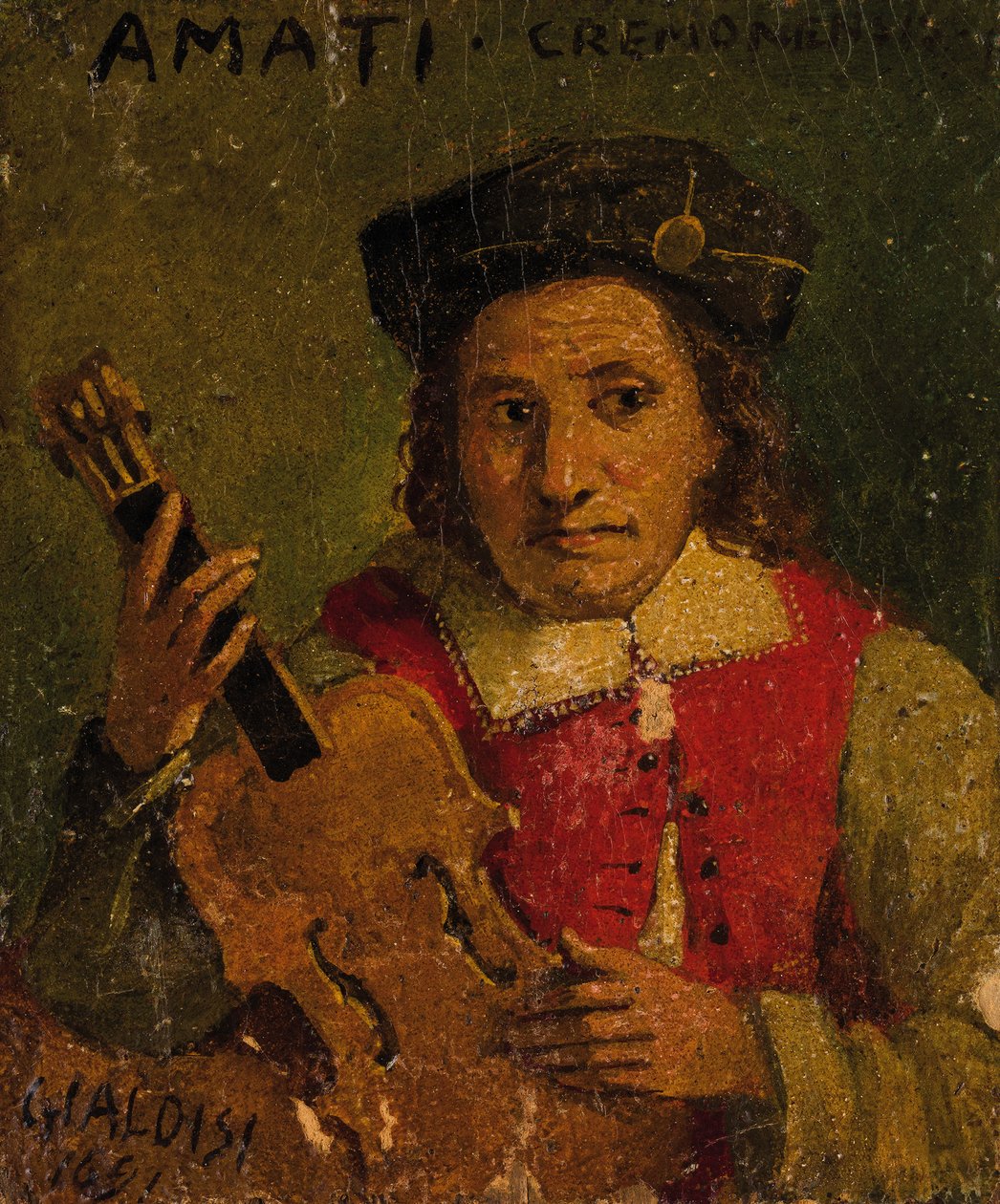 Portræt af Nicola Amati 1596-1684, slutningen af det 17. århundrede.. af Francesco Gialdisi