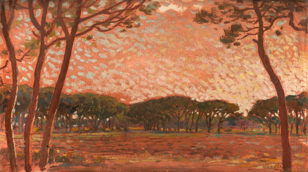 Fyrretræ i Maremma (olie om bord) af Francesco Gioli
