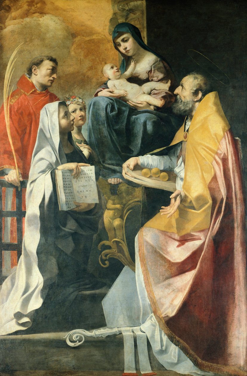 Madonna med fire hellige, af Gian Francesco Gessi (1588-1649), 238x153 cm af Francesco Giovanni Gessi