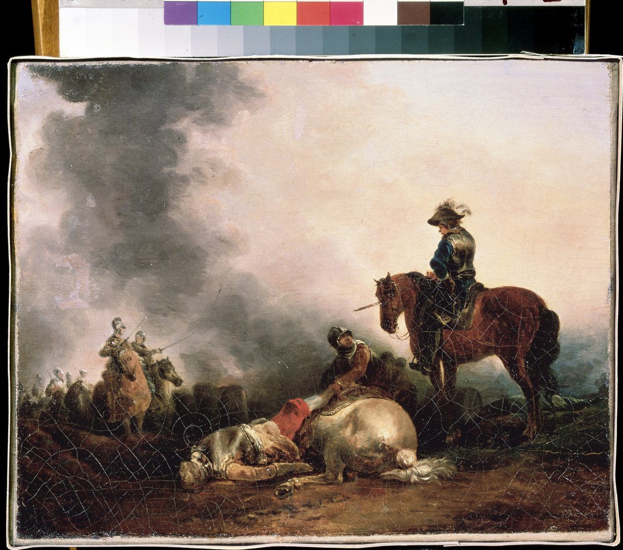 ""Efter slaget"" (Efter slaget) Allegori om krig, en kriger dræber. Maleri af Francesco Giuseppe Casanova (1727-1802) Mikhail Kroshitsky kunstmuseum, Sevastopol (Sevastopol) Ukraine af Francesco Giuseppe Casanova