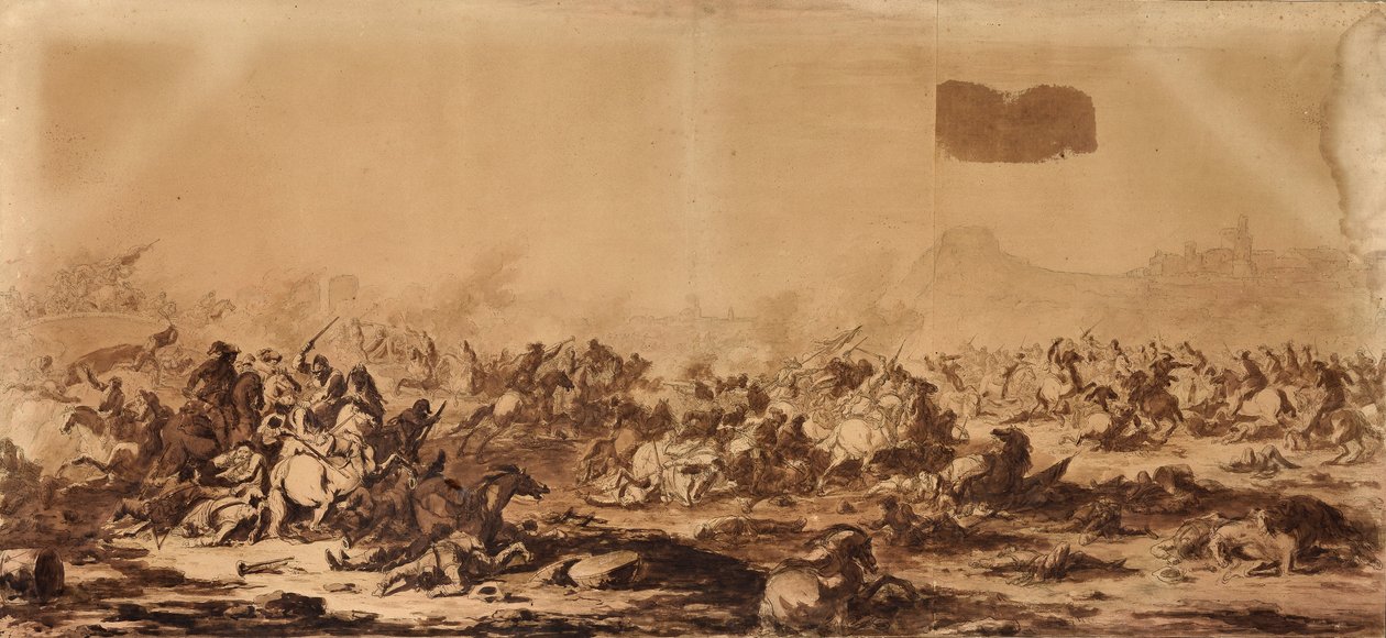 Kampscene (tegning) af Francesco Giuseppe Casanova