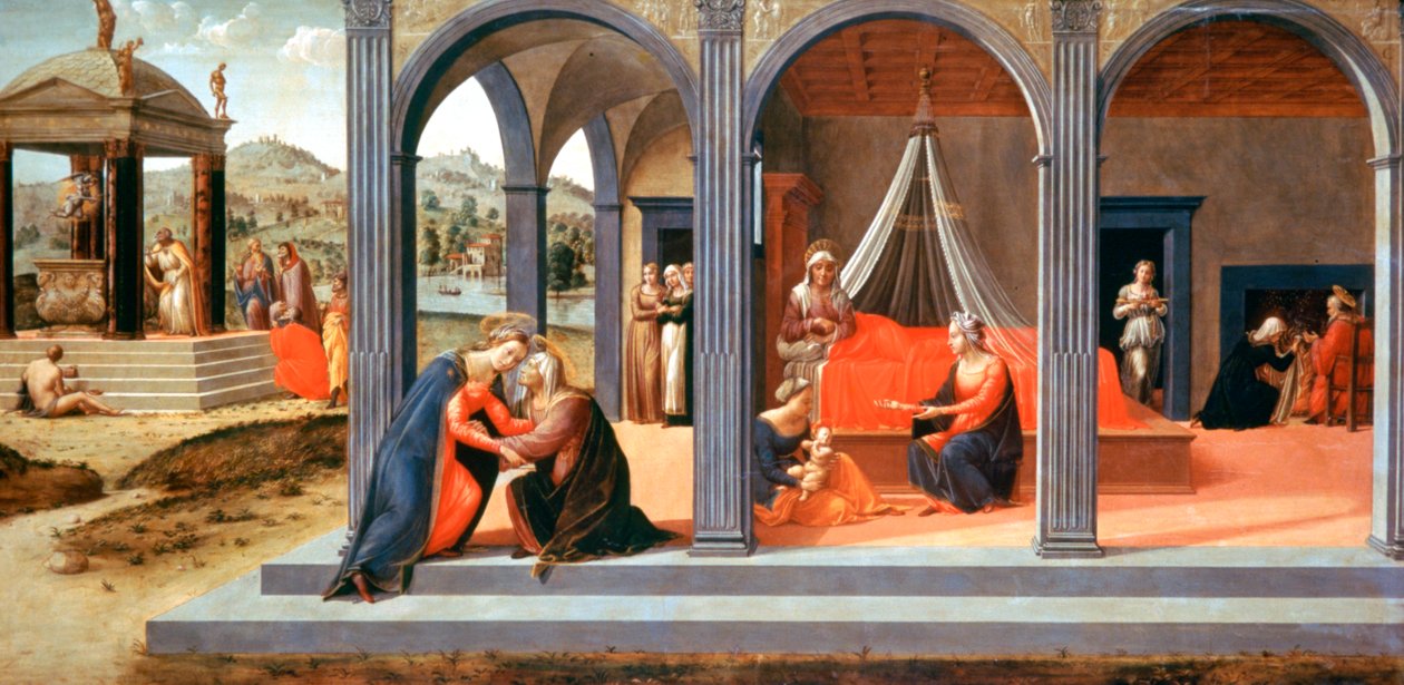 En scene fra Johannes Døberen, Detail, c1500-1540 af Francesco Granacci