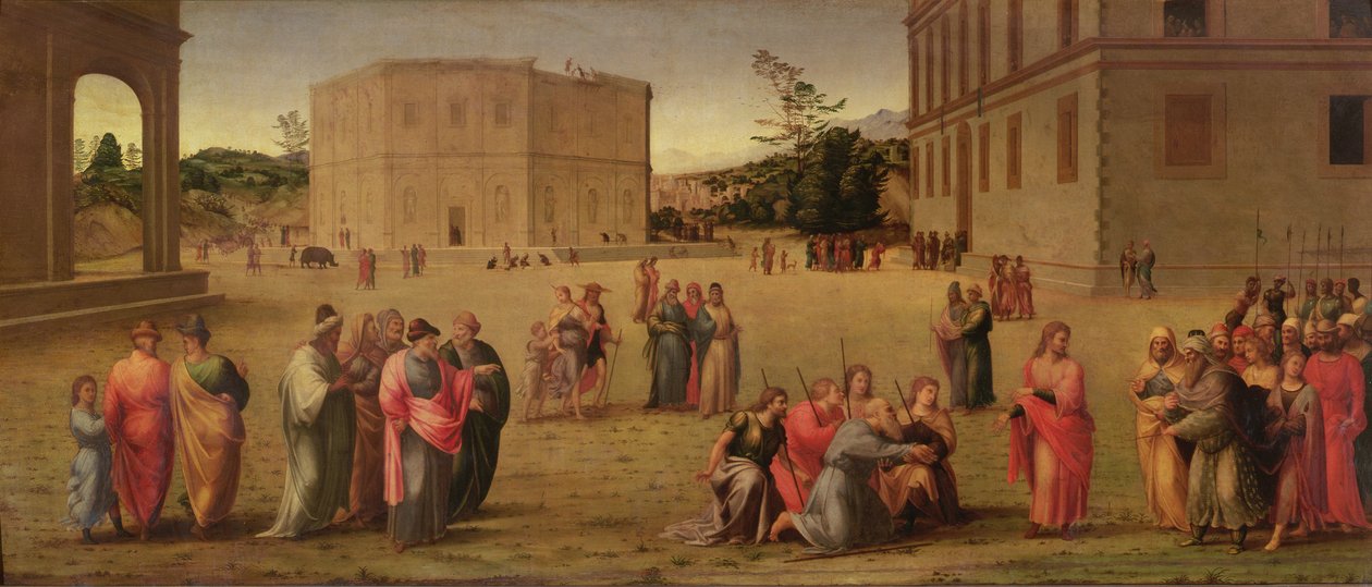 Joseph præsenterer sin far og sine brødre for Farao, ca. 1515 af Francesco Granacci