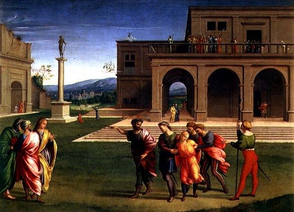 Joseph taget i fængsel (panel) af Francesco Granacci