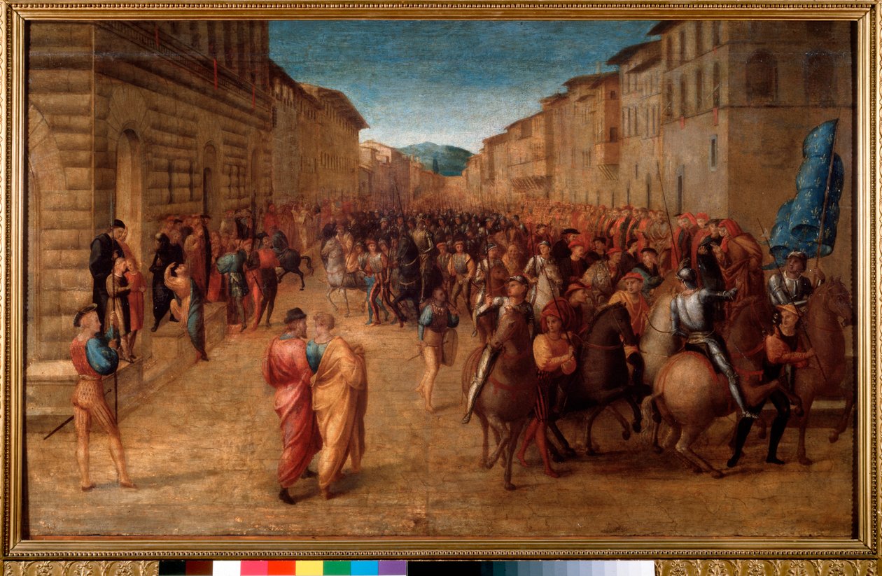 Kongen af Frankrig Charles VIII gik ind i Firenze i november 1494 (maleri af Francesco Granacci