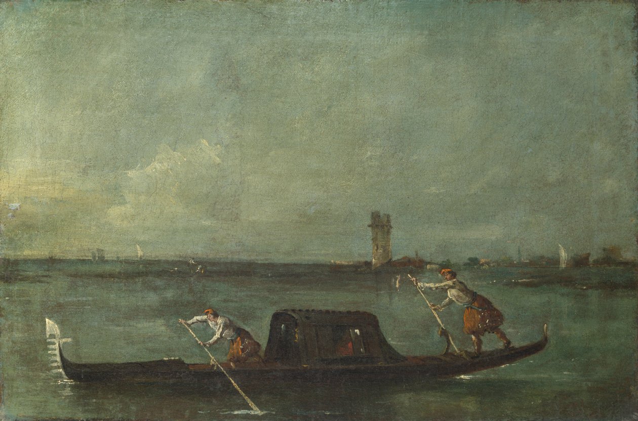 En gondol på lagunen nær Mestre, efter 1780 af Francesco Guardi