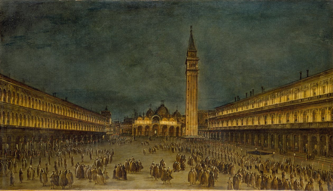 En natprocession på Piazza San Marco, c1755 af Francesco Guardi