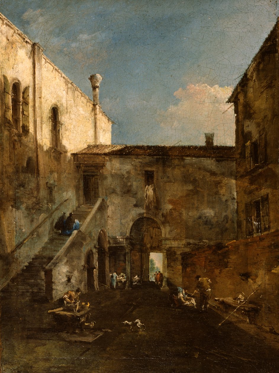 En venetiansk gårdhave af Francesco Guardi