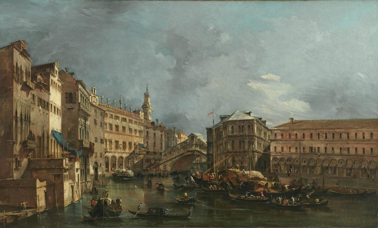 Udsigt over Rialto og Palazzo dei Camerlenghi af Francesco Guardi