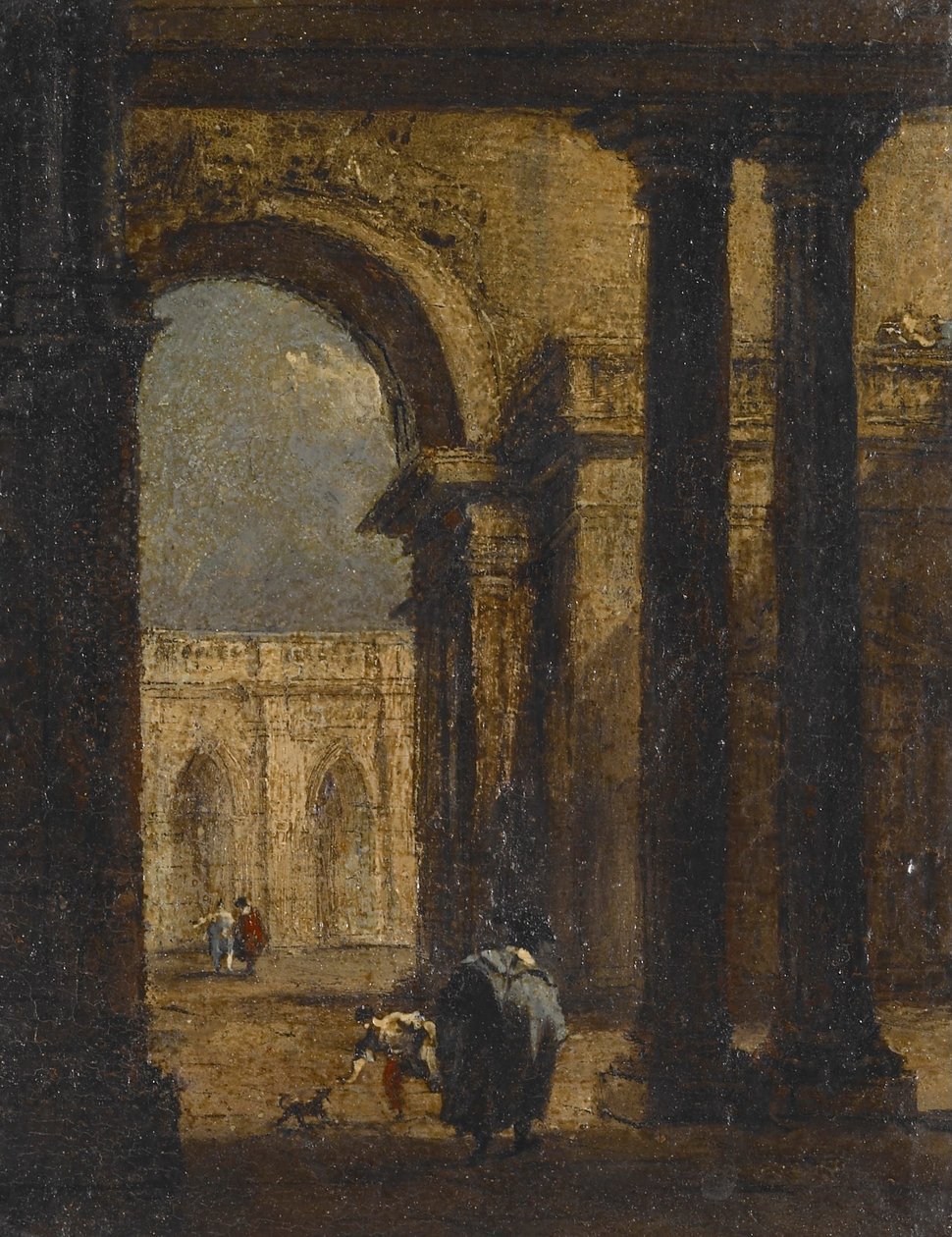 Capriccio: en slotsgård af Francesco Guardi