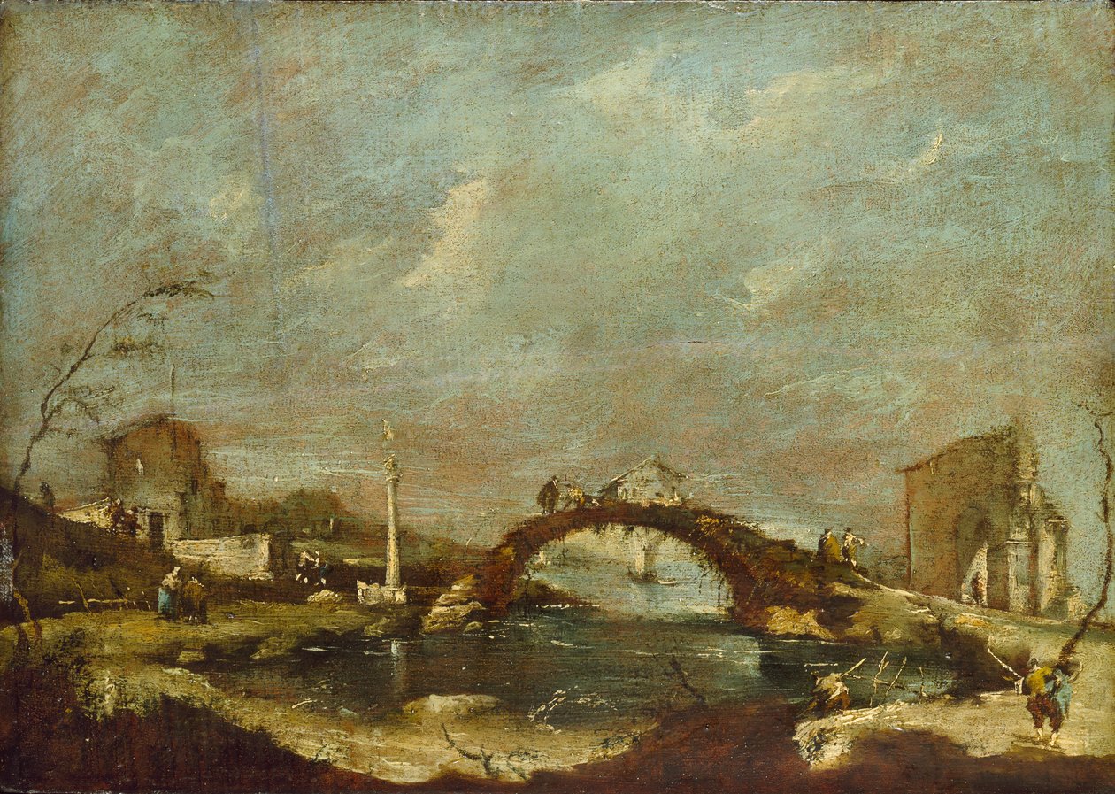 Capriccio Landskab, midten af 1700-tallet af Francesco Guardi