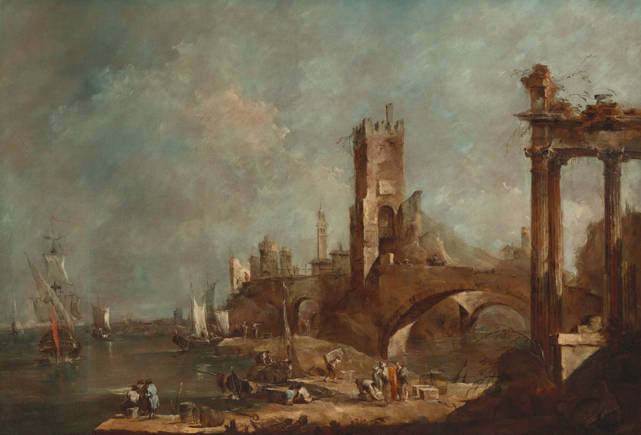 Capriccio af en havn, ca. 17601770. af Francesco Guardi