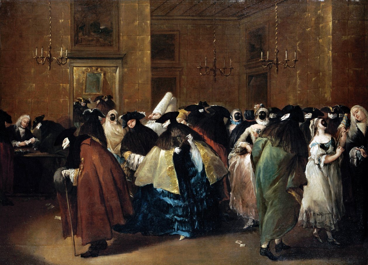 Kasino (Det reducerede) i Venedig - Guardi, Francesco (1712-1793) - Olie på lærred - 77,5x107,5 - Privat samling af Francesco Guardi