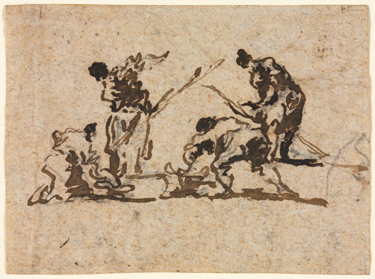 Farmers and Fisherman Working, 1700-tallet. af Francesco Guardi