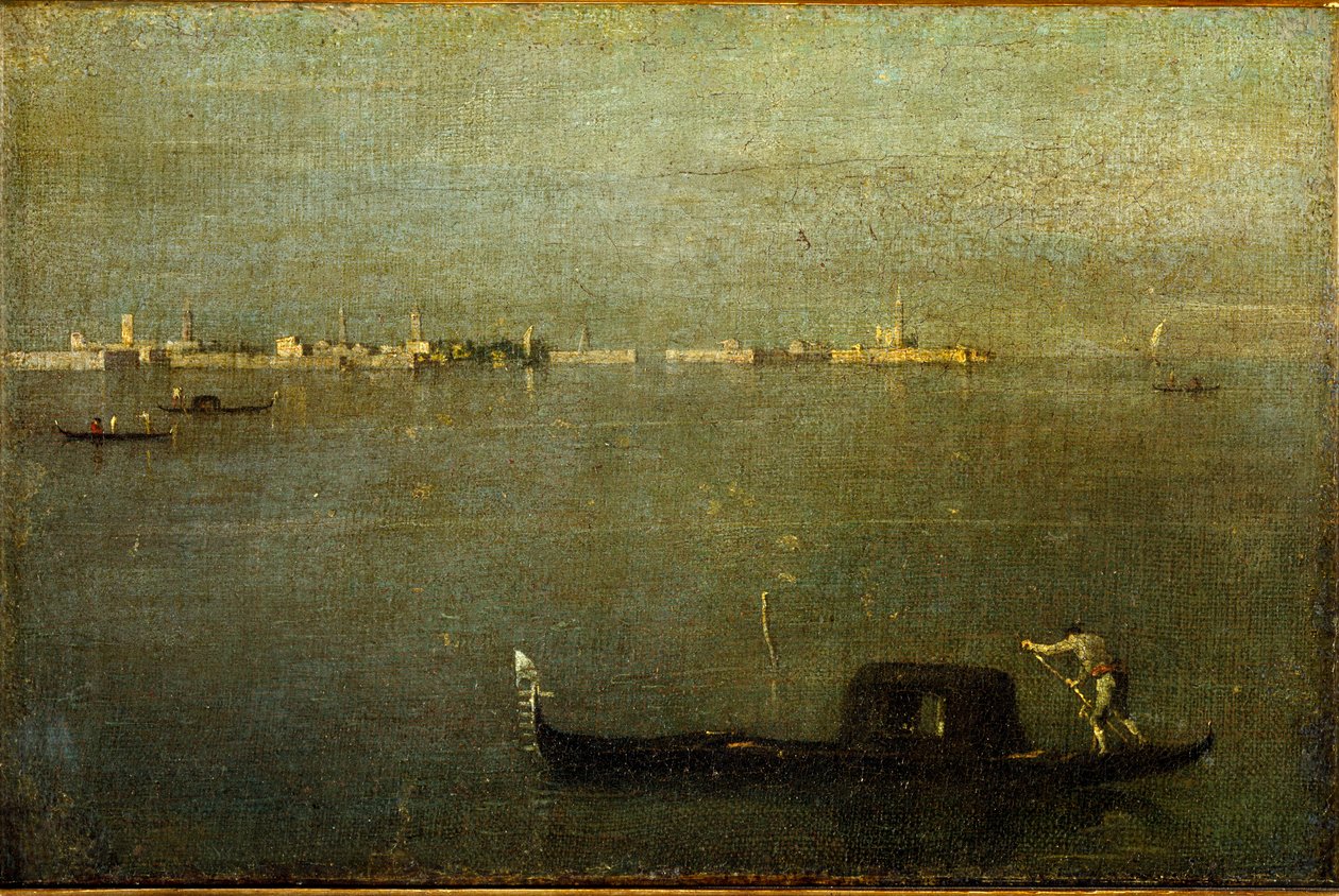Gondol på lagunen Maleri af Francesco Guardi (1712-1793) 1780 ca. Søn 25x38 cm Milano, Poldi Pezzoli Museum af Francesco Guardi