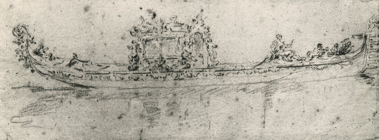 Gondol reserveret til ambassadører, af Francesco Guardi (1712-1793), tegning. af Francesco Guardi