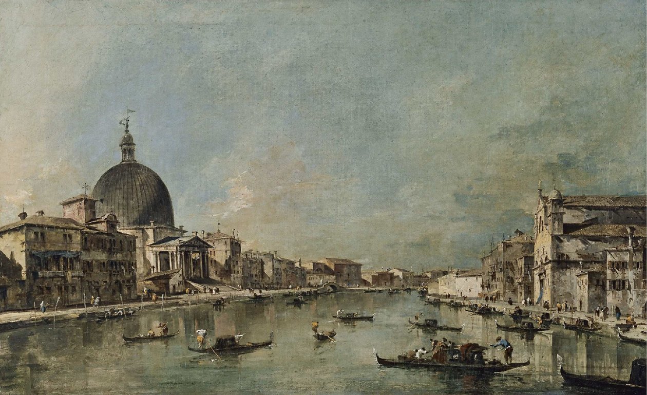 Canal Grande med San Simeone Piccolo og Santa Lucía af Francesco Guardi
