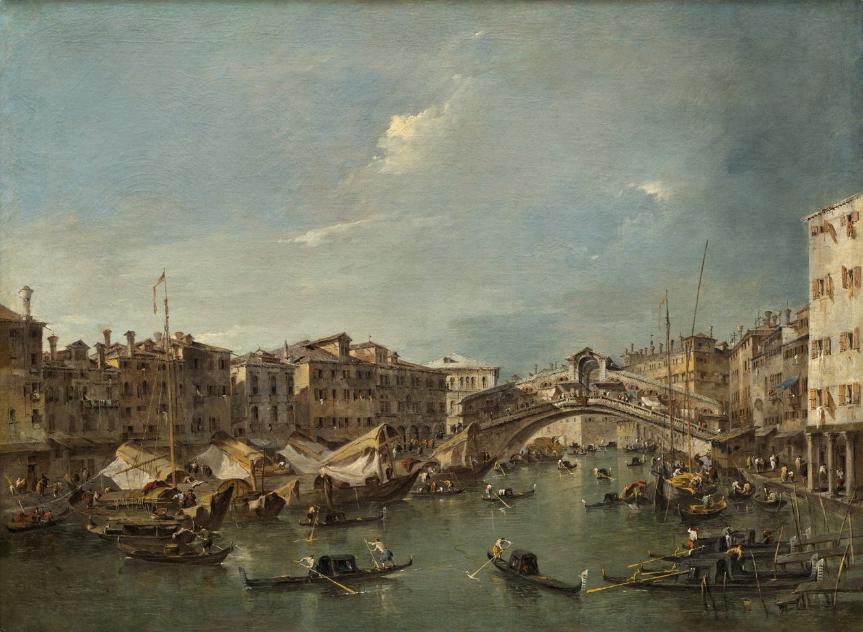 Canal Grande med Rialtobroen, Venedig af Francesco Guardi