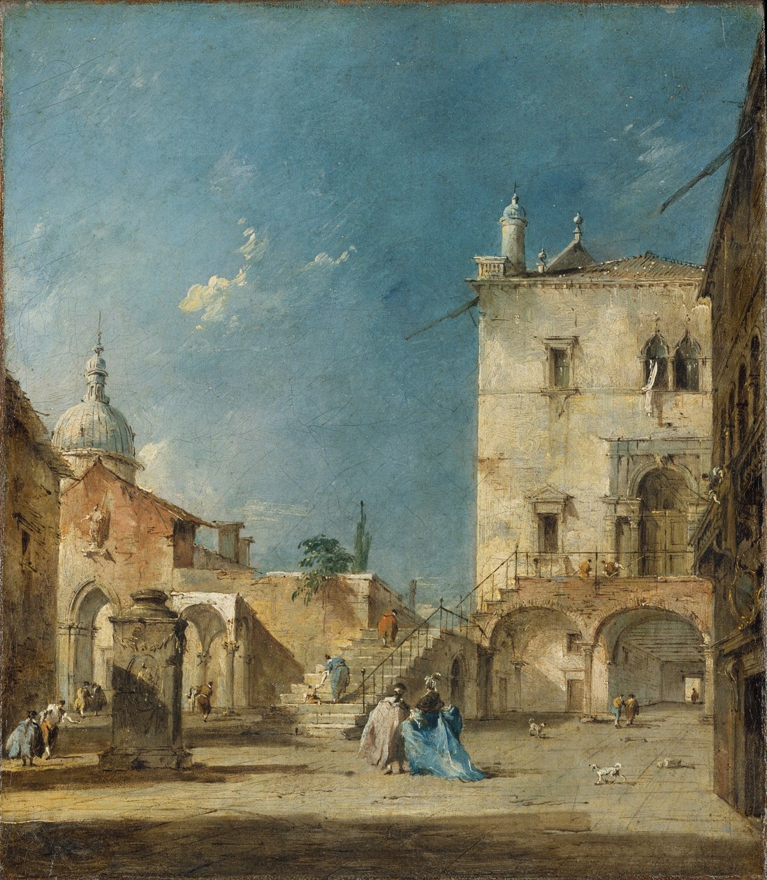 Imaginær udsigt over en venetiansk plads eller Campo, ca. 1780 af Francesco Guardi