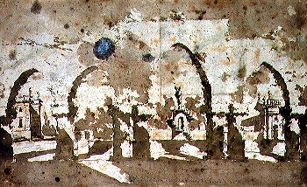 Labyrint i Villa Pisani Gardens, Vicenza (akvarel på papir) af Francesco Guardi