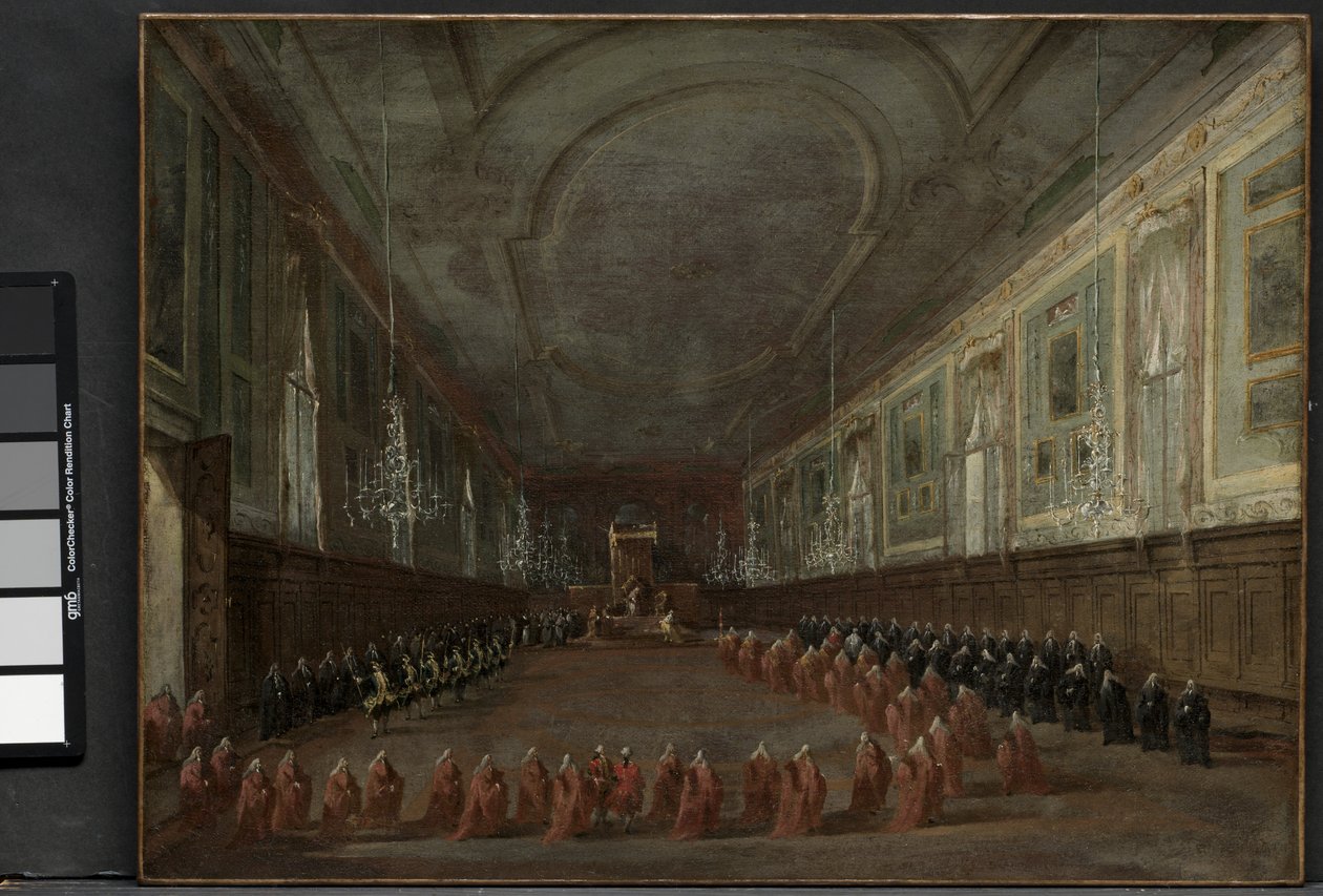 Pave Pius VI stiger ned på tronen for at tage afsked med dogen i SS