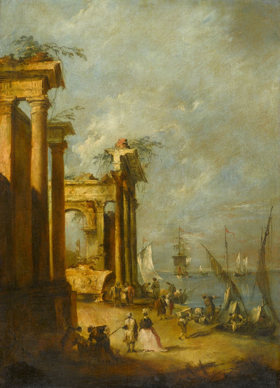 Romerske ruiner nær lagunen, ca. 1765-1775 af Francesco Guardi