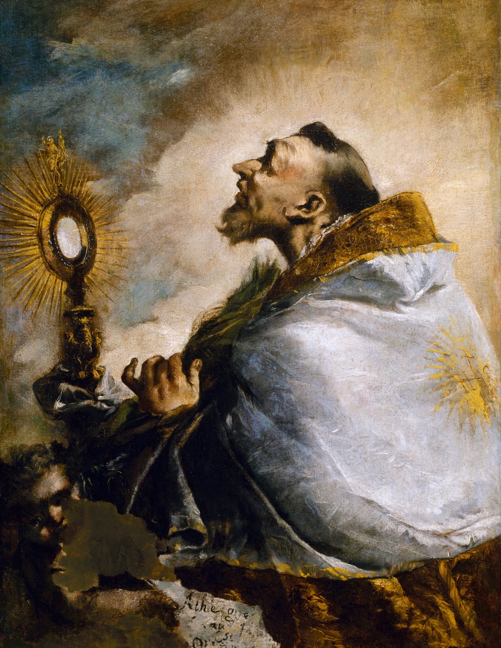 Helgen i tilbedelse af den hellige eukaristi eller den hellige Norbert i ekstase af Francesco Guardi