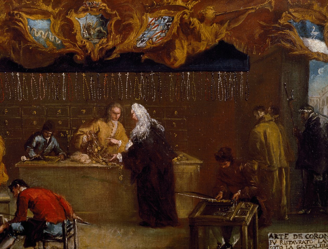 Skilt af Coroneri-lauget (rosenkransfremstilling) i Venedig af Francesco Guardi