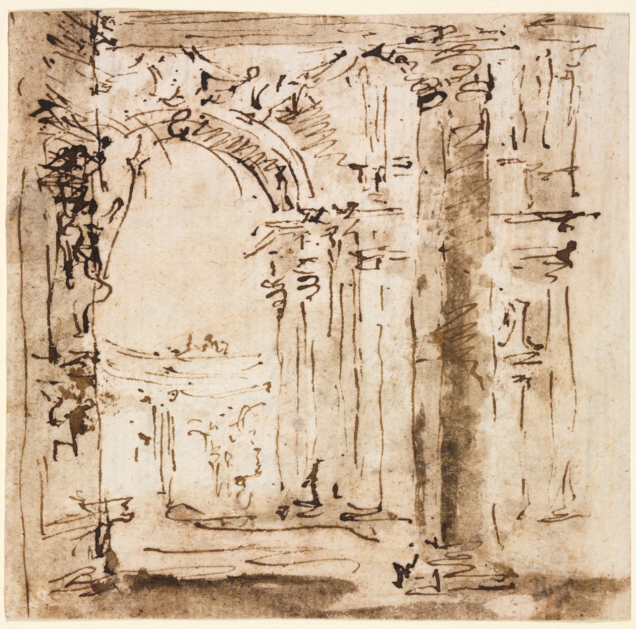 Skitse af labyrinten af Villa Pisani af Francesco Guardi