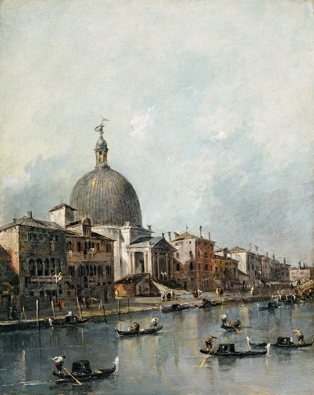 Kirken San Simeone Piccolo på Canal Grande, Venedig (olie på lærred) af Francesco Guardi