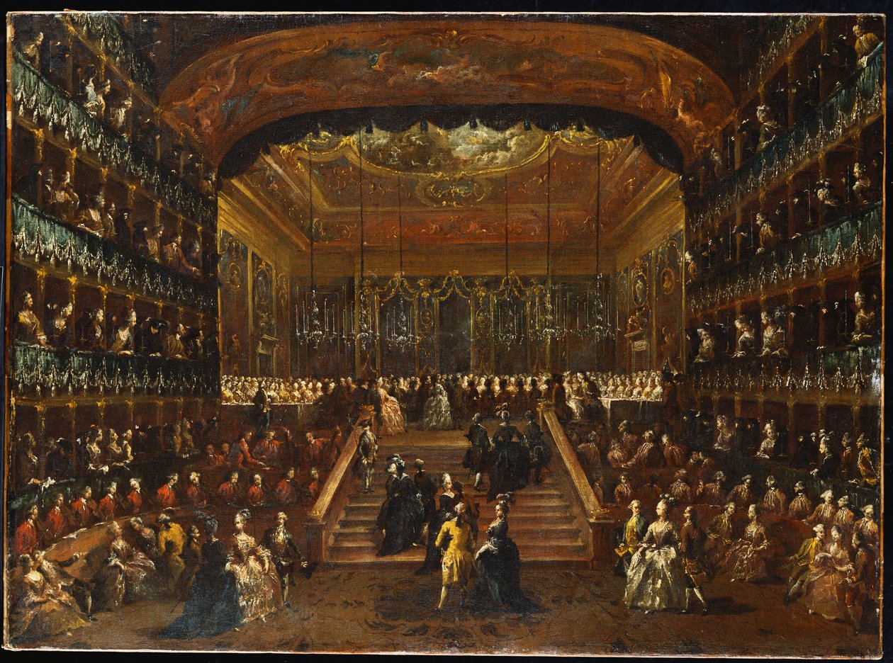 Middag og bal i Teatro San Benedetto Venedig, til ære for Conti Del Nord, 22. januar 1782 af Francesco Guardi