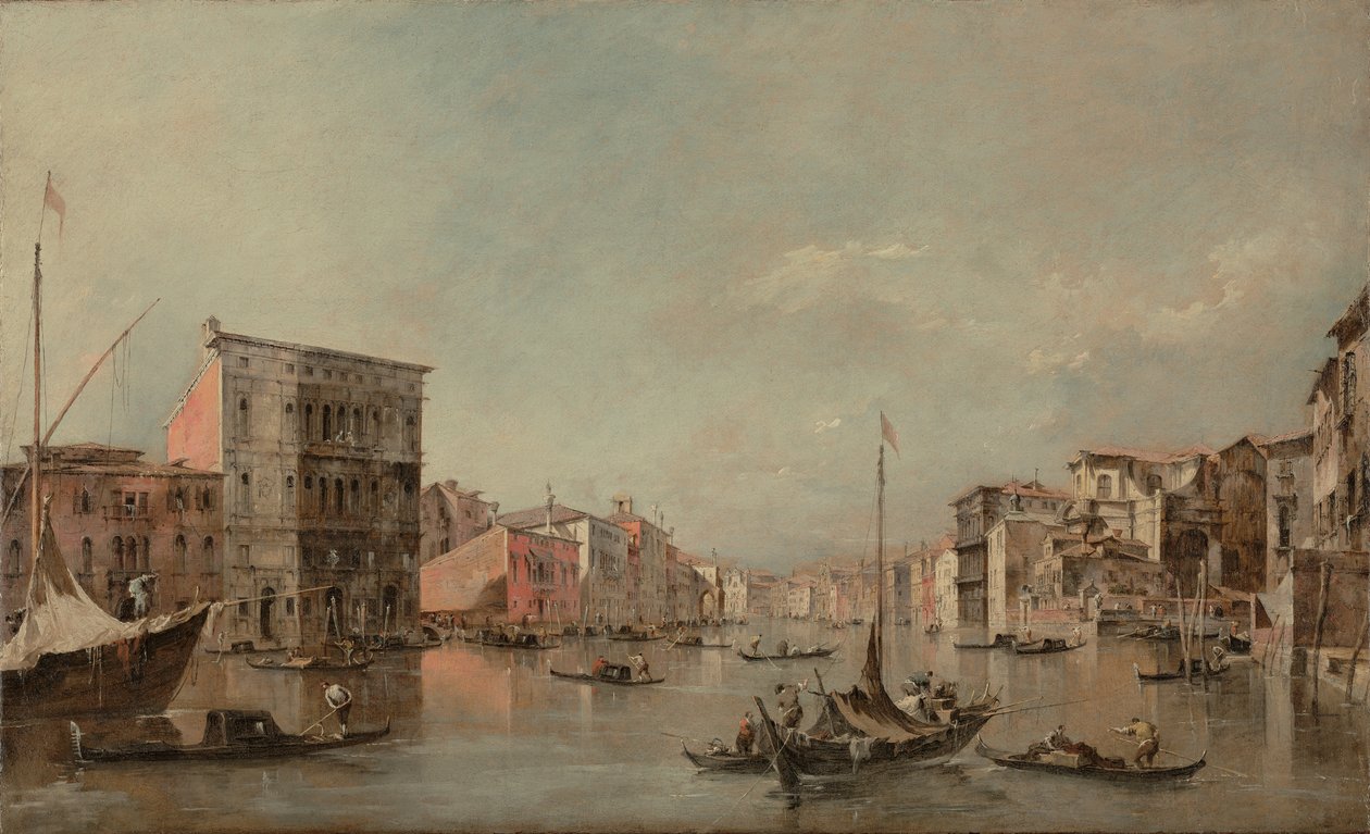 Grand Canal i Venedig med Palazzo Bembo af Francesco Guardi