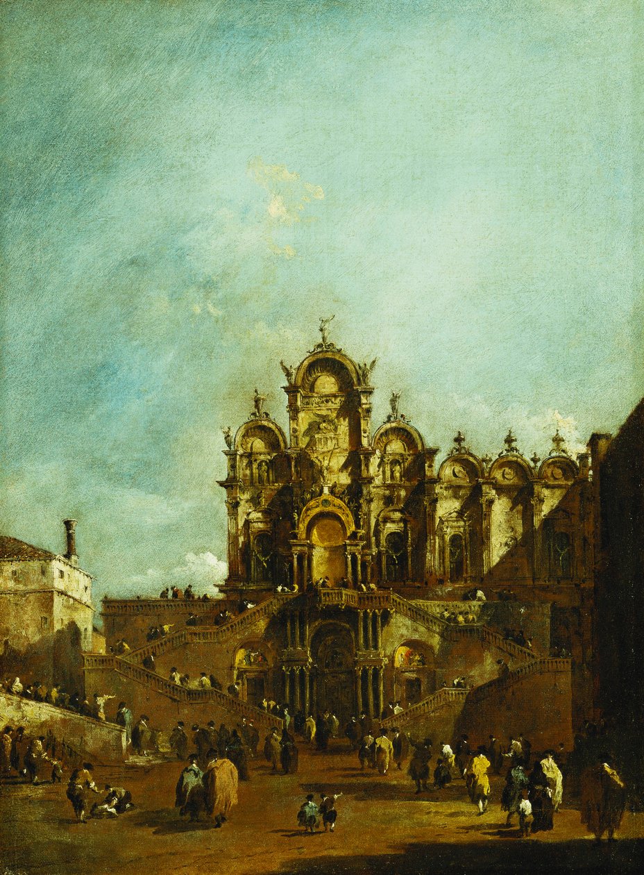 Loggiaen opført i Campo San Zanipolo, Venedig, foran Scuola di San Marco til velsignelse af pave Pius VI i 1782, af Francesco Guardi
