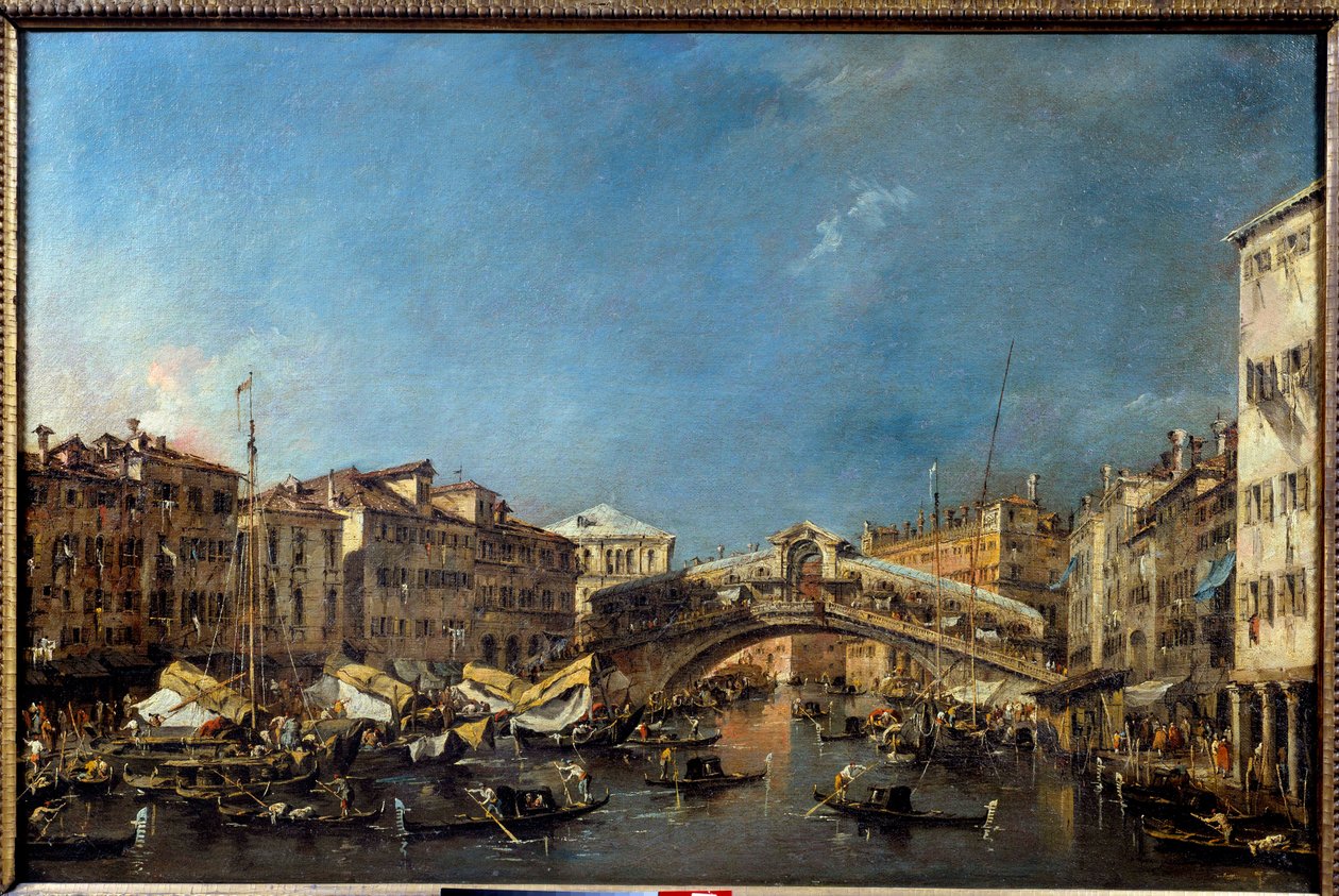 Rialtobroen i Venedig i det 18. århundrede Maleri af Francesco Guardi (1712-1793) 1700-tallet søn. 0,62x0,93 m Toulouse, Musee des Augustins af Francesco Guardi