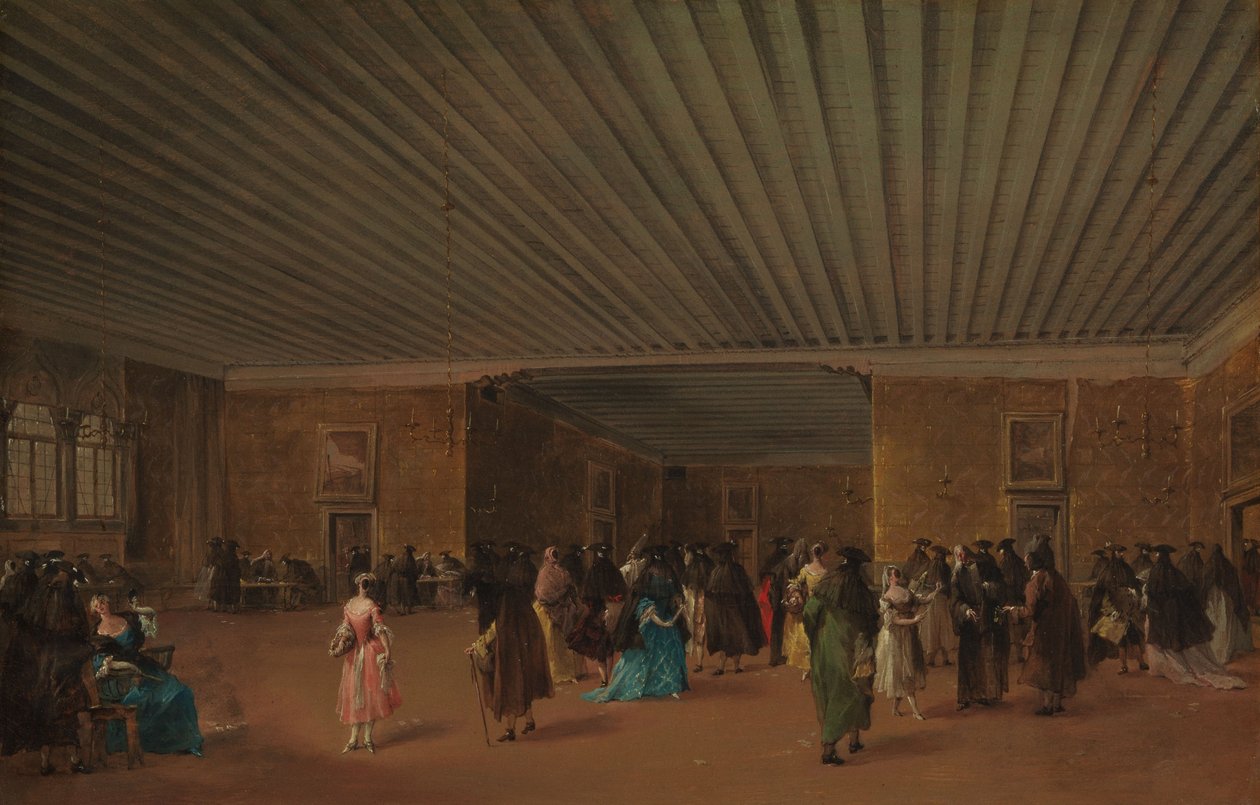 Ridotto Pubblico ved Palazzo Dandolo, ca. 1765-68 (olie på lærred) af Francesco Guardi